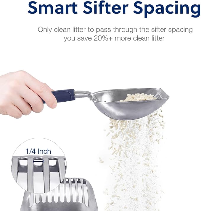 WePet Cat Litter Scoop, Aluminum Alloy Sifter, Kitty Metal Scooper, Deep Shovel - Image 4
