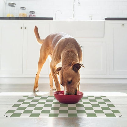 Checkered Dog Food Mat, Absorbent Leak-Proof Pet Feeding Mat, Quick Dry Cat - Image 5