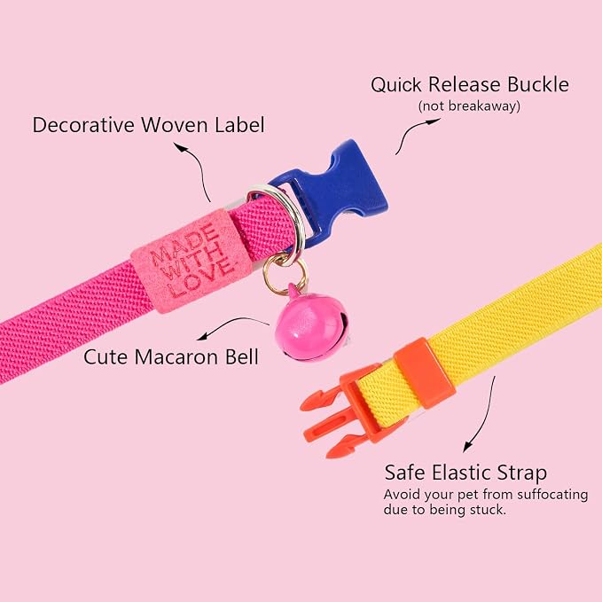 Elastic Cat Collar 2 Pack of Safety Quick Release Cat Collars - Image 2