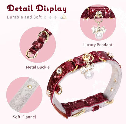 PetsHome Cat Collar, Dog Collar, PU Leather Adjustable Pet Collar - Image 4
