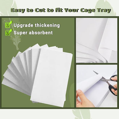 ZIQON 120 Pcs Bird Cage Liner Papers Big Size Cage Paper Liners Disposable Cage - Image 3