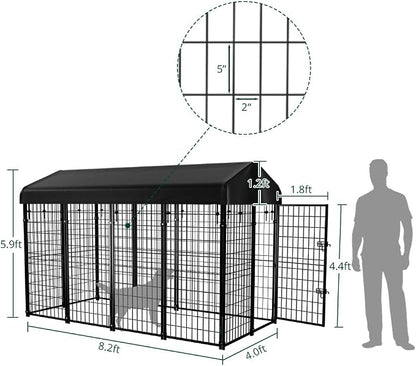 Dog Kennel Outside with Roof, Heavty Duty Welded Dog Crate Playpen with - Image 2