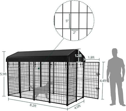 Dog Kennel Outside with Roof, Heavty Duty Welded Dog Crate Playpen with - Image 2