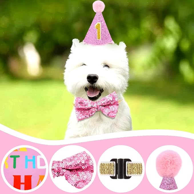 PET SHOW 4Pcs Pink Dog Birthday Hat - Image 6