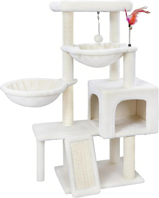 Cat Tree with Cat Condo and Two Hammocks, Cat Tree with Scratching Posts and by Tuaoeef