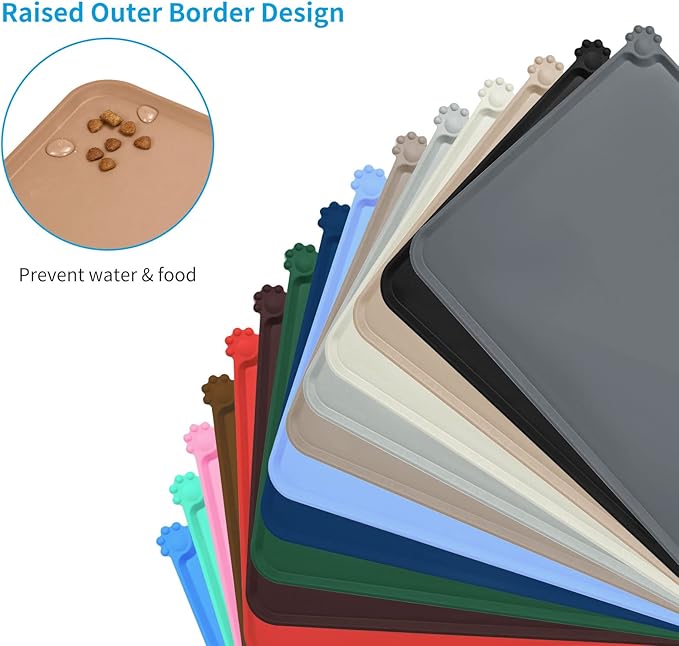 AUDWUD Silicone Waterproof Pet Feeding Mats, Anti Slip Bowl Pad, Dog Mat - Image 3