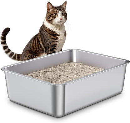 Stainless Steel Litter Box, Metal Cat Litter Box, Medium Cat Litterbox by Unknown