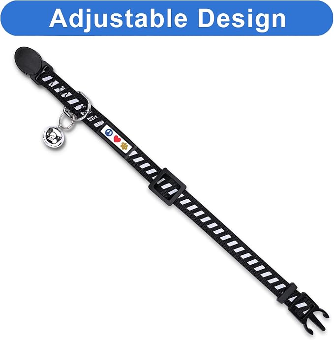 Pawtitas Personalized Black Reflective Cat Collar – Adjustable Custom Collar - Image 4