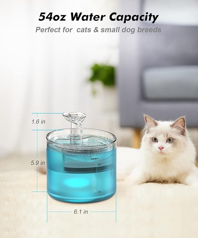 NPET WF100 Cat Foutain, 54oz/1.6L Automatic Pet Water Fountain Dog Water - Image 7