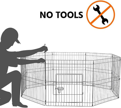 Yaheetech 24 inch 24 Panel Black Heavy Duty Foldable Metal Dog Exercise Pen - Image 8
