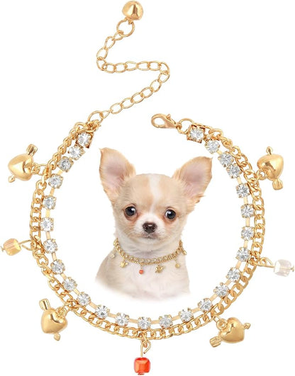 HOWWFALY Dog Collar and Cat Chain Necklace Stainless Steel Adjustable 18K Gold by HOWWFALY