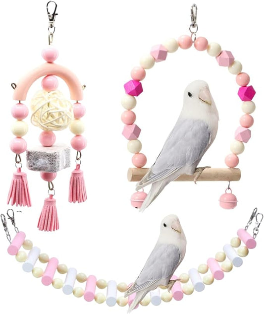 3PCS Bird Toys Bird Foraging Toys Chewing Hanging Birdcage Swing Cage by Unknown
