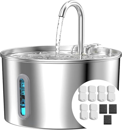Cat Water Fountain Stainless Steel: 74oz/2.2L Cat Fountain by KOOGMOON