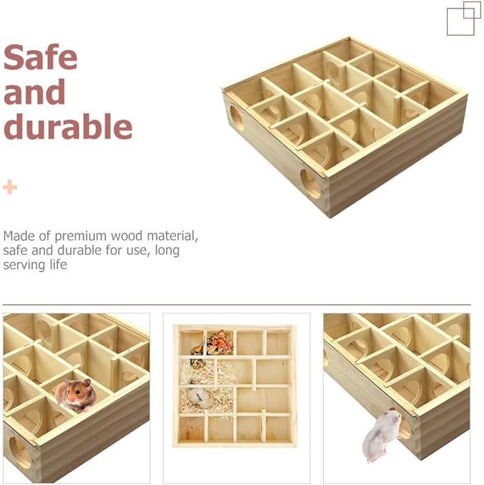 Wooden Hamster Maze Toy Multi-Grid Maze Household Hamster Hideaway Toy Small - Image 8