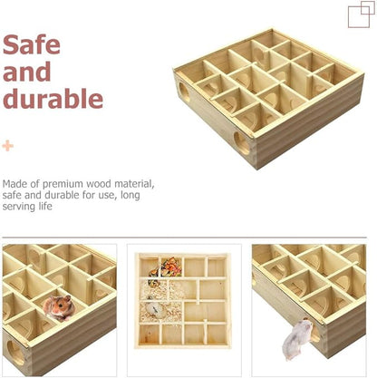 Wooden Hamster Maze Toy Multi-Grid Maze Household Hamster Hideaway Toy Small - Image 8