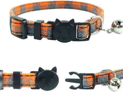 Cat Collar Breakaway with Bell and Bow Tie, Plaid Design Adjustable Safety - Image 6