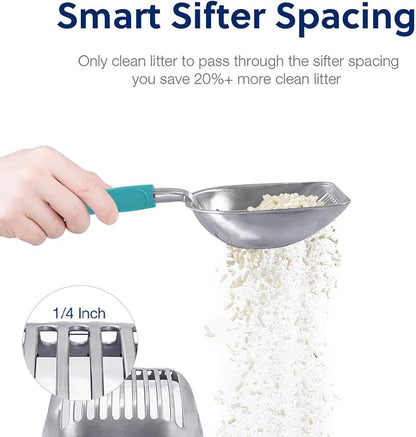 WePet Cat Litter Scoop, Aluminum Alloy Sifter, Kitty Metal Scooper, Deep Shovel - Image 3