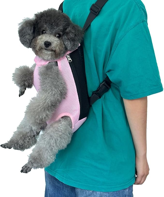 Pet Dog Carrier Backpack, Portable Breathable Mesh Chest Carrier, Polyester - Image 5