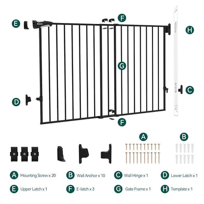 Babelio 31.5-55" No Bottom Bar Baby Gate Extra Wide, 2-in-1 Auto Close Dog Gate - Image 6