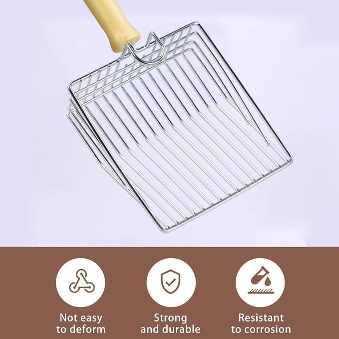 Cat Litter Scoop, Metal Mesh Kitty Litter Scoop, Deep Shovel, Long Handle - Image 4