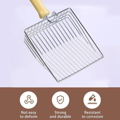Cat Litter Scoop, Metal Mesh Kitty Litter Scoop, Deep Shovel, Long Handle - Image 4