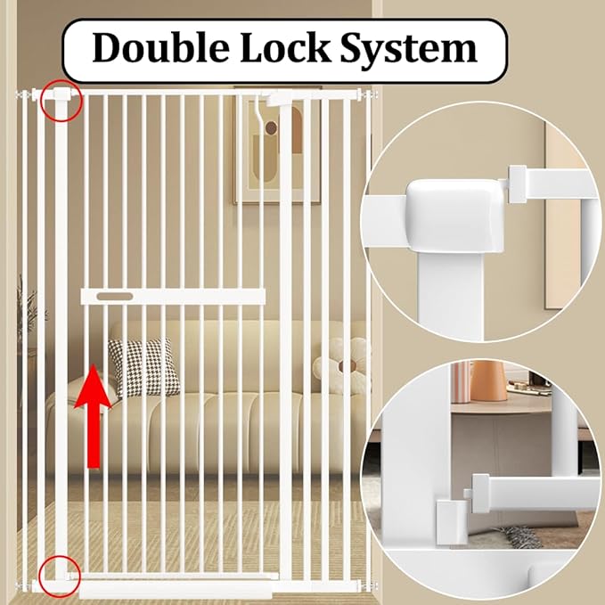 WAOWAO 71" Extra Tall Cat Pet Gate 29.92-61.42" Wide Pressure Mounted Walk - Image 6