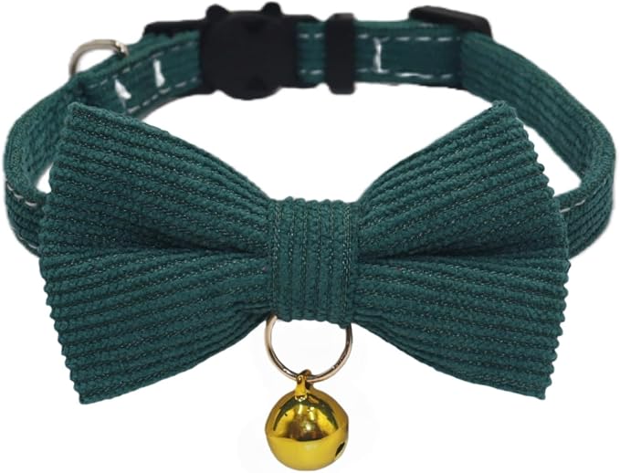 THAIN Cat Collar with Bow Tie and Bell, Breakaway Adjustable Cute Soft Corduroy by THAIN