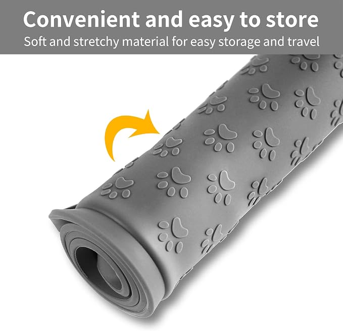 Ptlom Grey Pet Placemat for Dog and Cat, Waterproof Non-Slip Silicone Feeding - Image 9