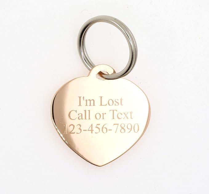 Custom Engraved Personalized Rose Gold-Plated Small Heart Rhinestones Pet - Image 2