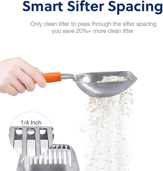 WePet Cat Litter Scoop, Aluminum Alloy Sifter, Kitty Metal Scooper, Deep Shovel - Image 4