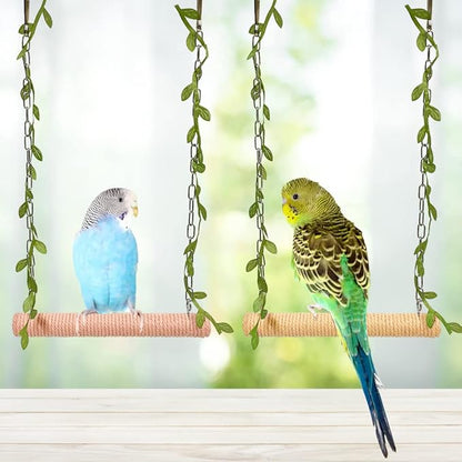 La La Pet® Hanging Wooden Pet Bird Swing - Image 5