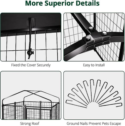 Dog Kennel Outside with Roof, Heavty Duty Welded Dog Crate Playpen with - Image 9