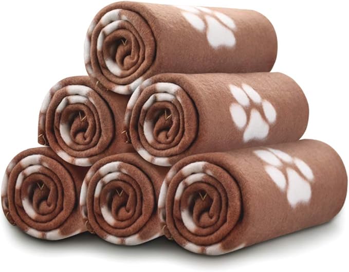 Comsmart Dog Blankets for Small Dogs, 6 Pack Puppy Blanket Cute Paw Print Pet by Comsmart