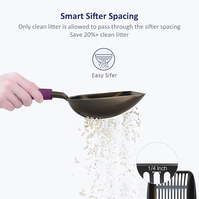 WePet Cat Litter Scoop, Non-Stick Plated Aluminum Alloy Sifter, Kitty Durable - Image 5