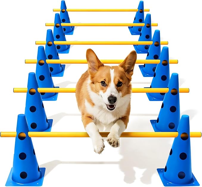 Dog Agility Course Backyard Set, Dog Agility Hurdle Cone Set by Lupar