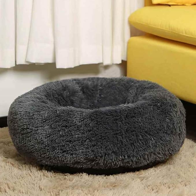 BODISEINT Faux Fur Dog Bed Cat Bed, Shag Round Anti-Anxiety Pet Calming Bed - Image 2