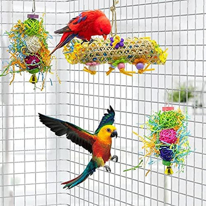 EBaokuup 3Pack Bird Chewing Toys Foraging Shredder Toy Parrot Cage Bird Loofah - Image 5