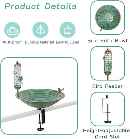 DREAMSOUL 13 Inches Deck Bird Bath, Metal Bird Bath Bowl Unheated - Image 2