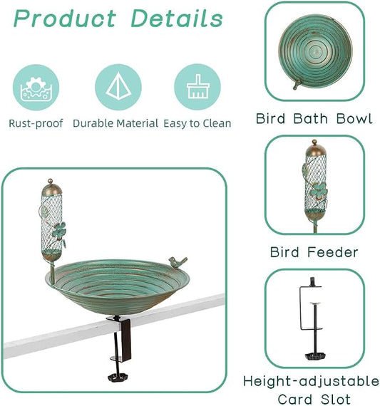 DREAMSOUL 13 Inches Deck Bird Bath, Metal Bird Bath Bowl Unheated - Image 2