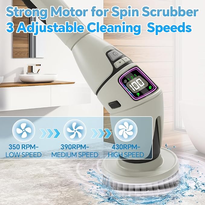 10-in-1 Electric Spin Scrubber for Cleaning, Voice Broadcast Rechargeable Power - Image 4