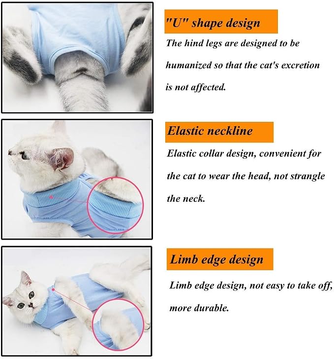Cat Recovery Suit for Abdominal Wounds or Skin Diseases, Cat Onesie for Cats - Image 5