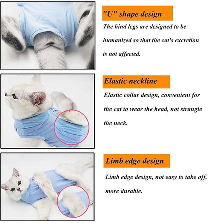 Cat Recovery Suit for Abdominal Wounds or Skin Diseases, Cat Onesie for Cats - Image 5