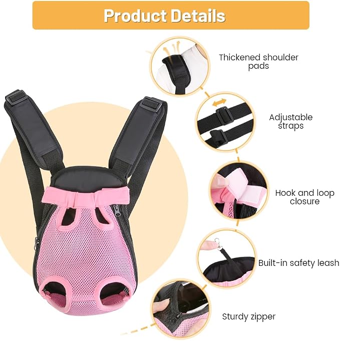 Inspack Dog Backpack Carrier/Cat Carrier, Adjustable Pet Front Carriers Travel - Image 5