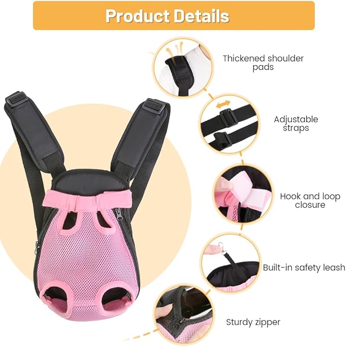 Inspack Dog Backpack Carrier/Cat Carrier, Adjustable Pet Front Carriers Travel - Image 5
