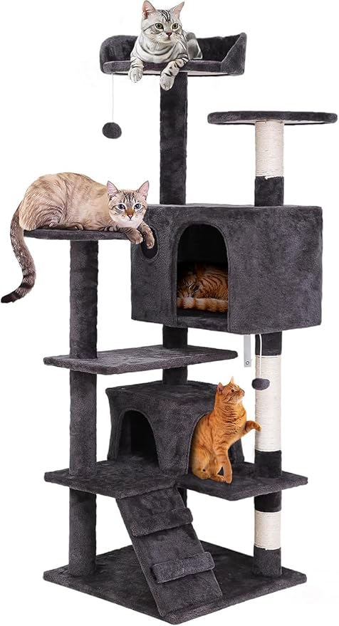 54-inch Cat Tree with Sisal-Covered Scratching Posts, Sturdy Standing Cat Tower by NovaMicrodermabrasion