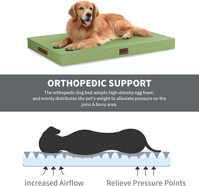 Outdoor Dog Bed for Medium Dogs, Waterproof Dog Crate Mat Orthopedic Egg Crate - Image 3