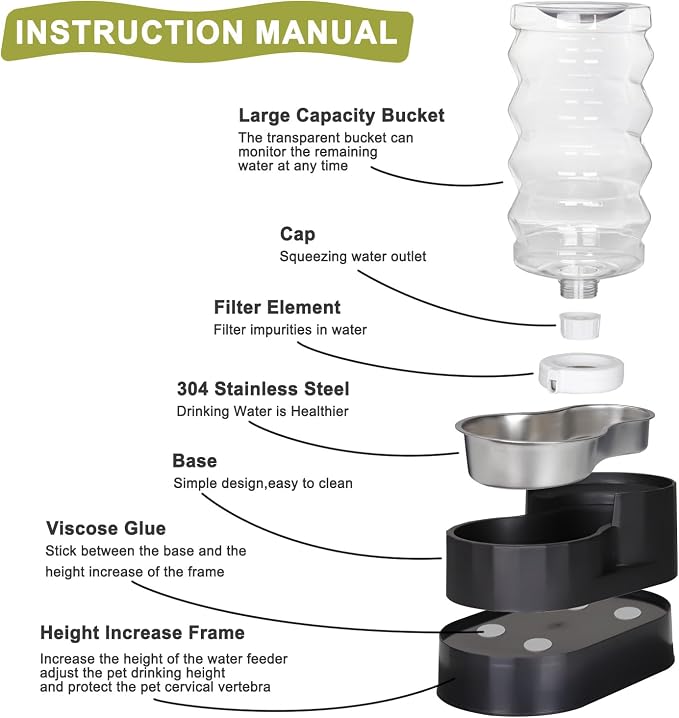 RIZZARI Automatic Dog Water Dispenser: Spill-Resistant 9L Black Gravity Feeder - Image 3