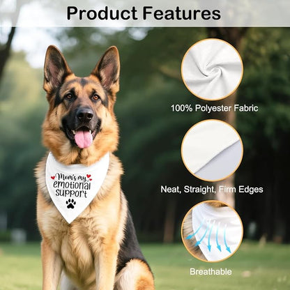 Mom’s My Emotional Support White Dog Bandana, Decor Accessories - Image 3