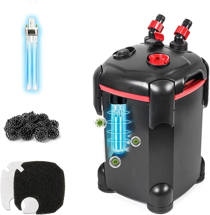 225GPH Canister Filter, External Aquarium Filter Ultra-Quiet Water Circulation by PONDFORSE