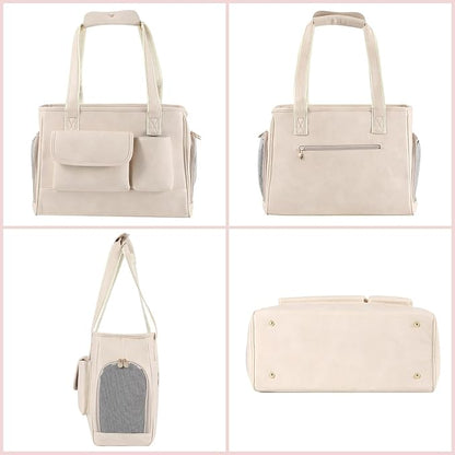 Dog Carrier Purse, Fashion Leather Pet Carrier Bag, Airline Approved Soft Sided - Image 4